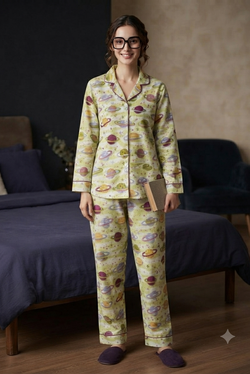 Planets Nightsuit For Women| Pure Cotton