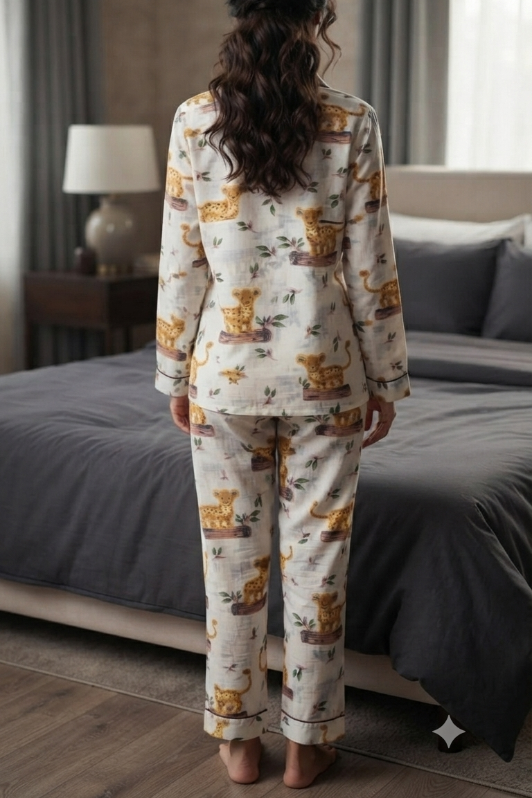 Little Tiger Nightsuit For Women| Pure Cotton