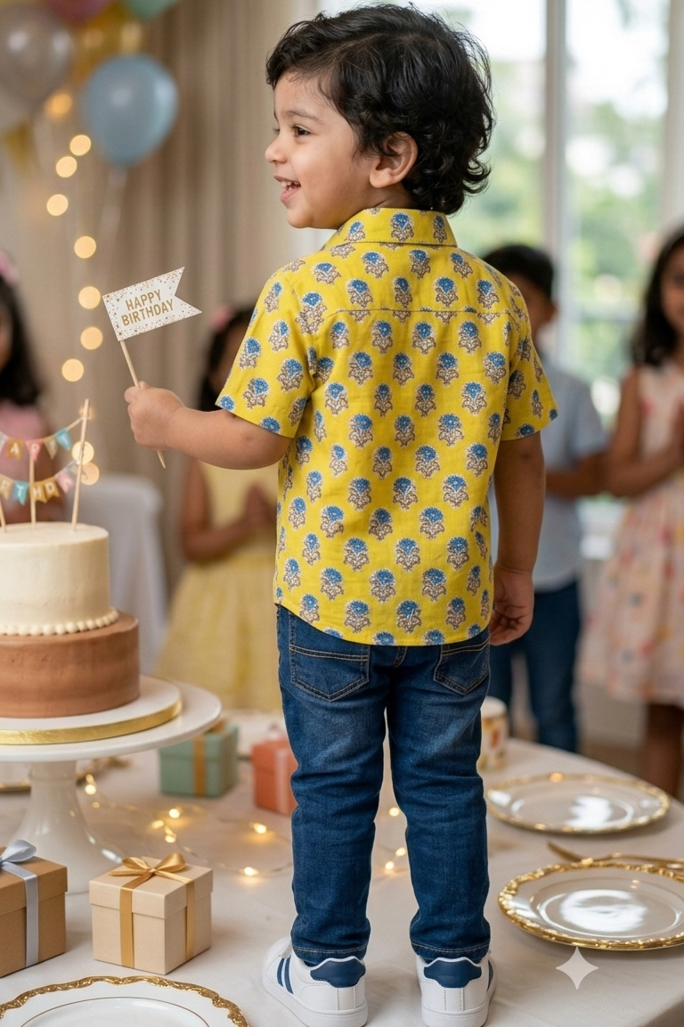 Yellow Boota Boys Shirt| Pure Cotton