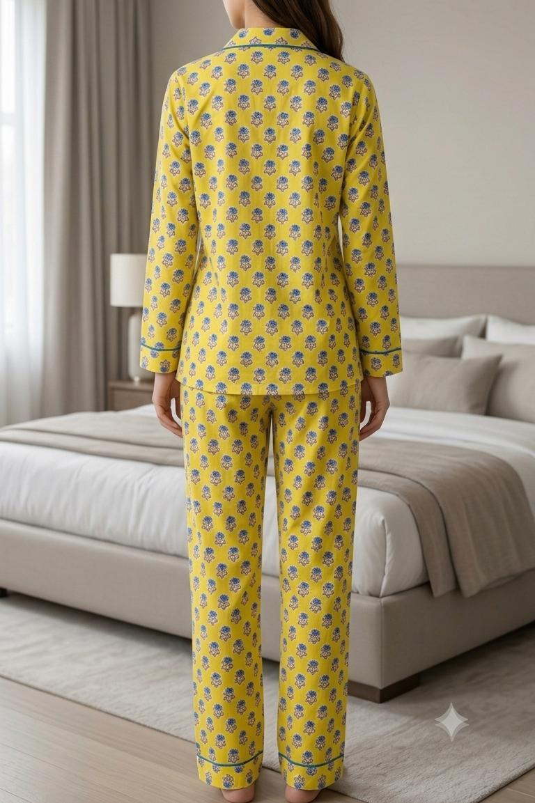 Yellow Boota Nightsuit For Women| Pure Cotton