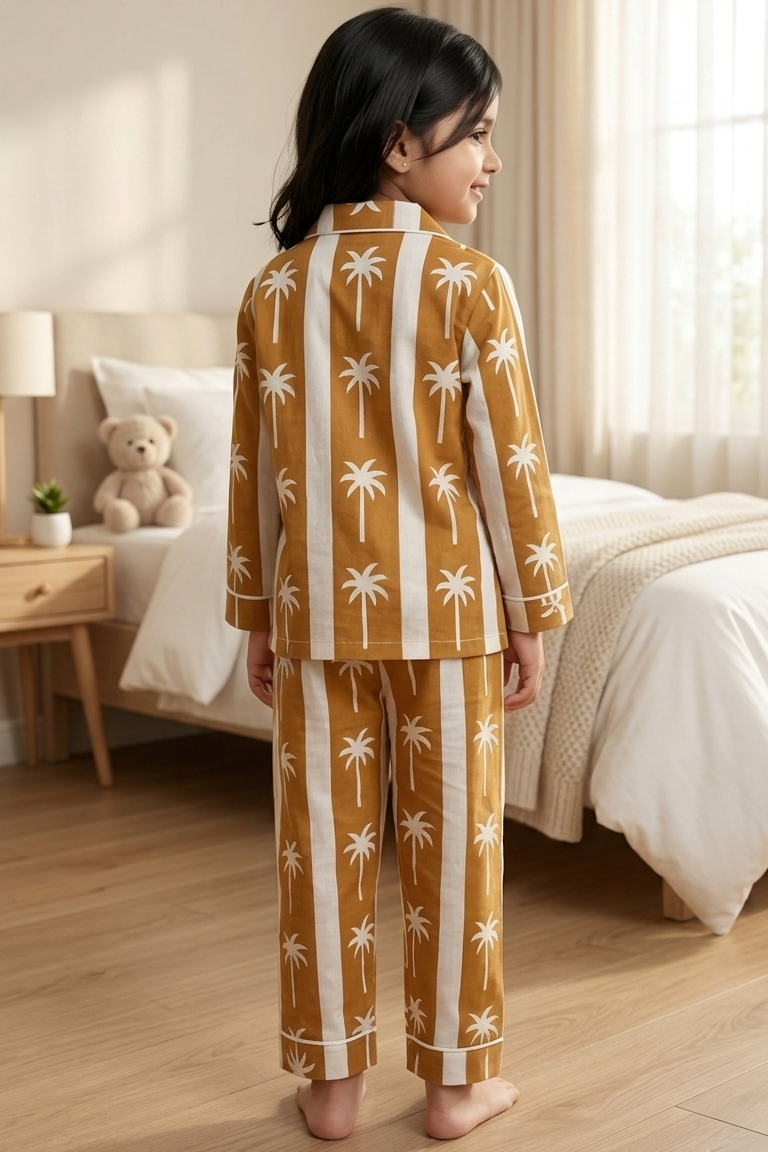 Mustard Coconut Nightsuits for kids| Unisex| Pure Cotton