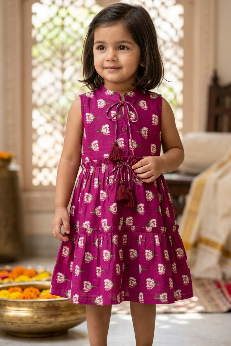 KmalFloral  Girls Dress| Pue Cotton