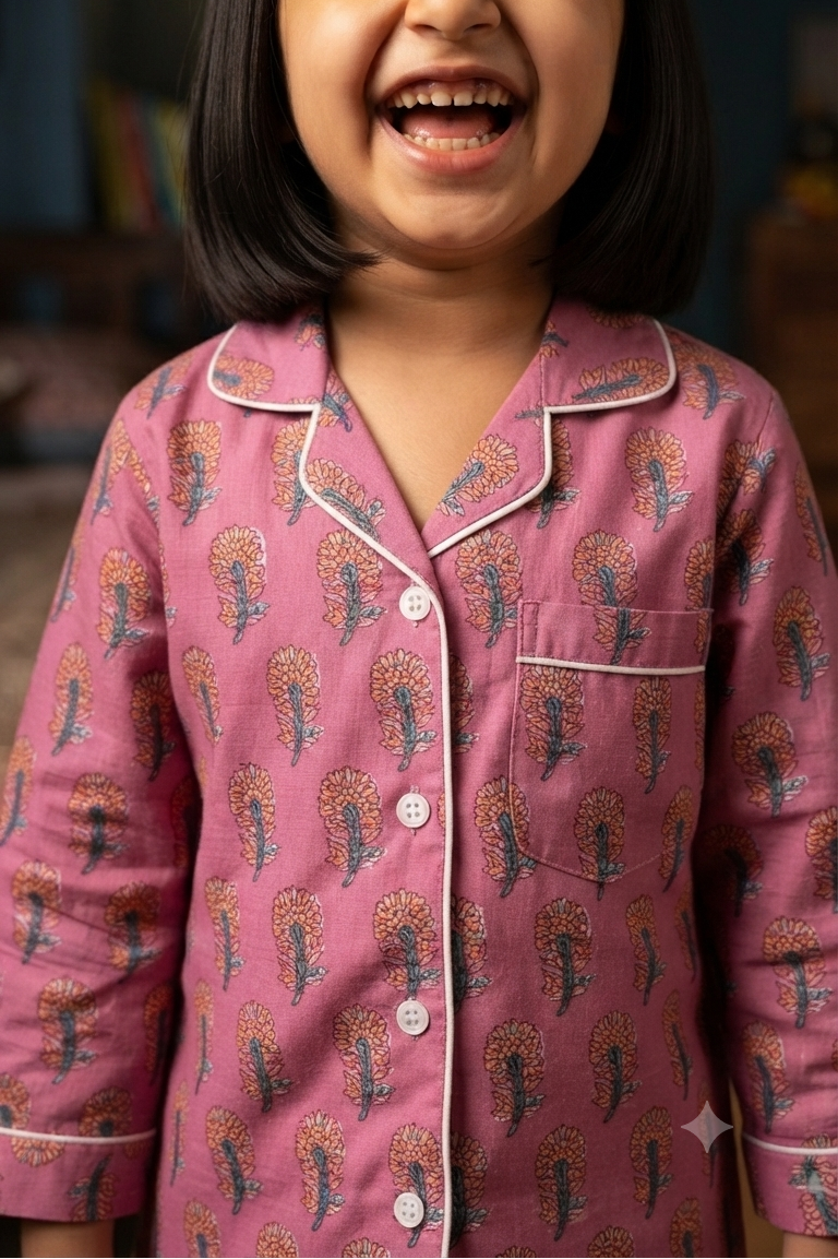Pink Boota  Nightsuits for kids| Unisex| Pure Cotton