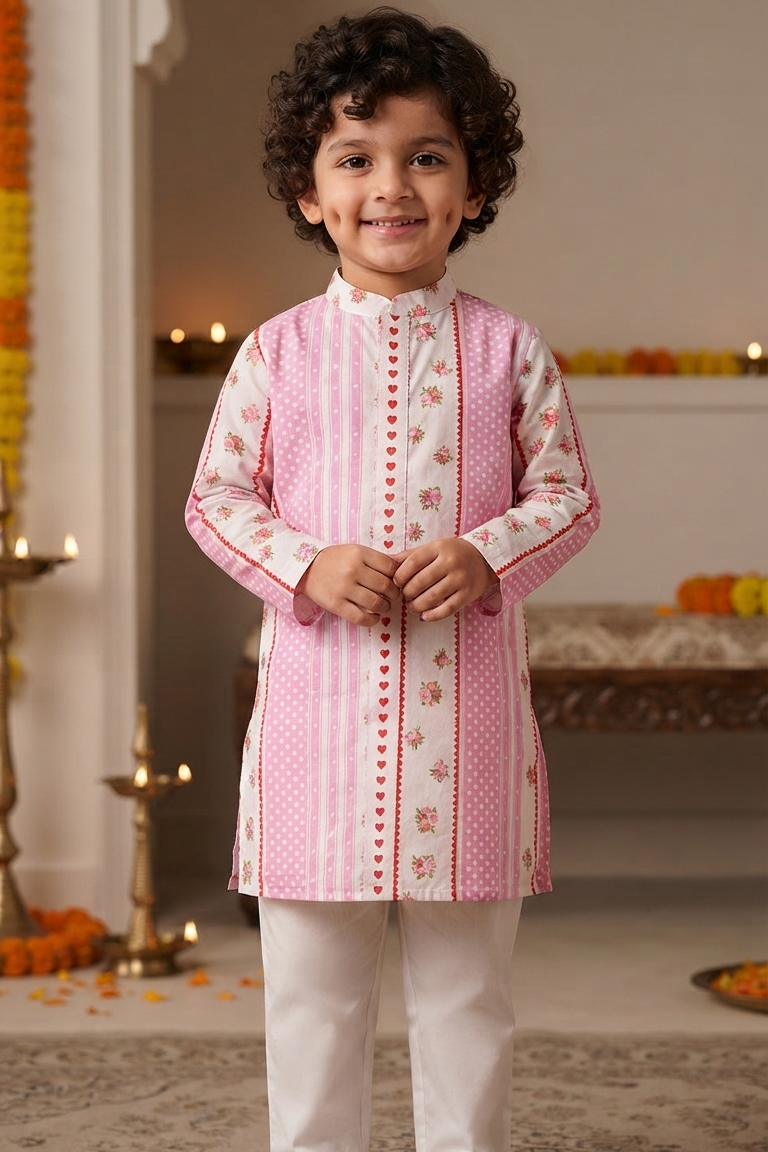 Pink Floral Siblings Twinning Outfit| Pure Cotton