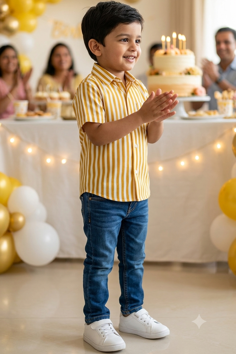 Mustard Strip Boys Shirt| Pure Cotton