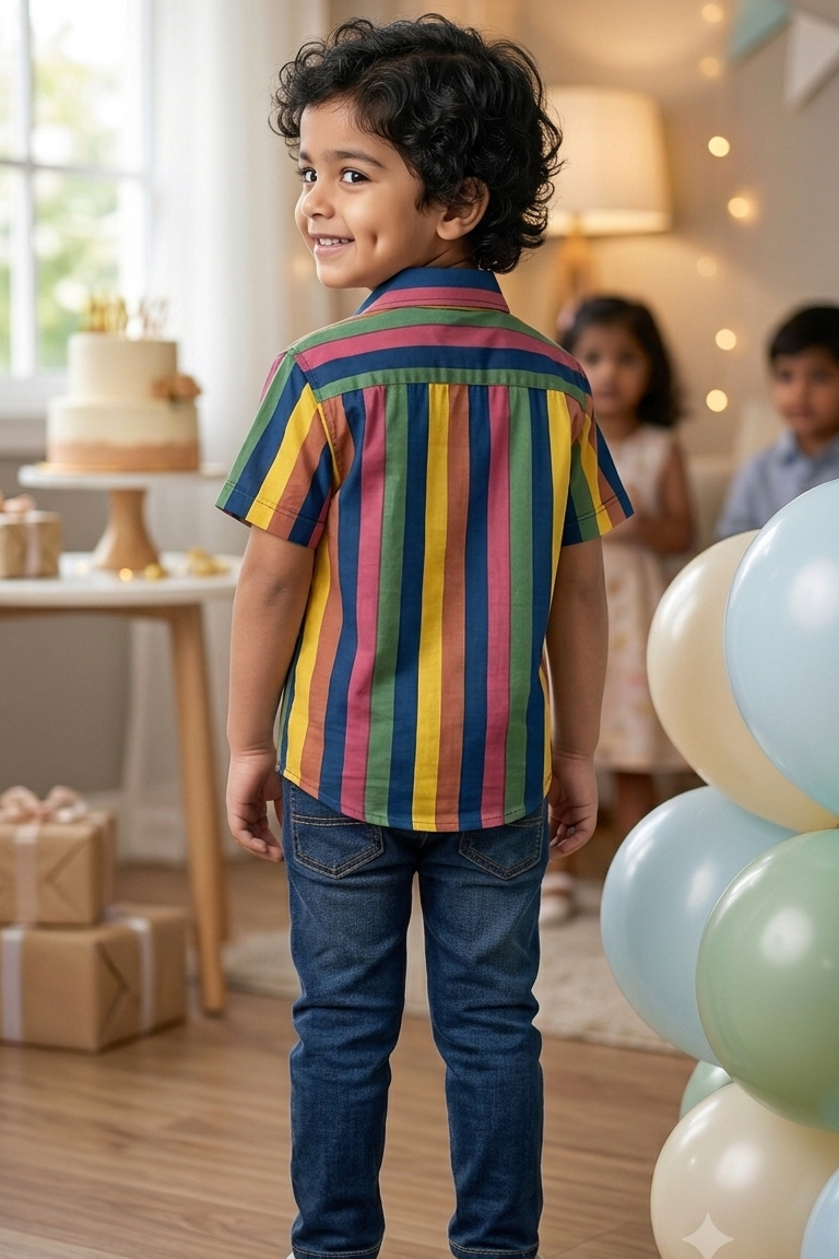 Multi Strip Boys Shirt| Pure Cotton