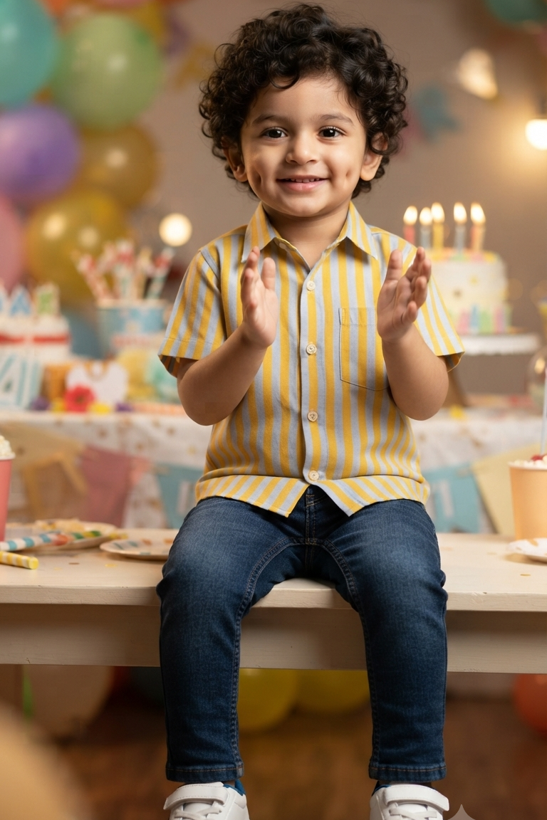 Yellow - Blue Boys Shirt| Pure Cotton