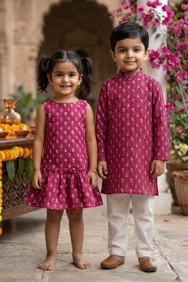 Pink Booti Siblings Twinning Outfit| Pure Cotton
