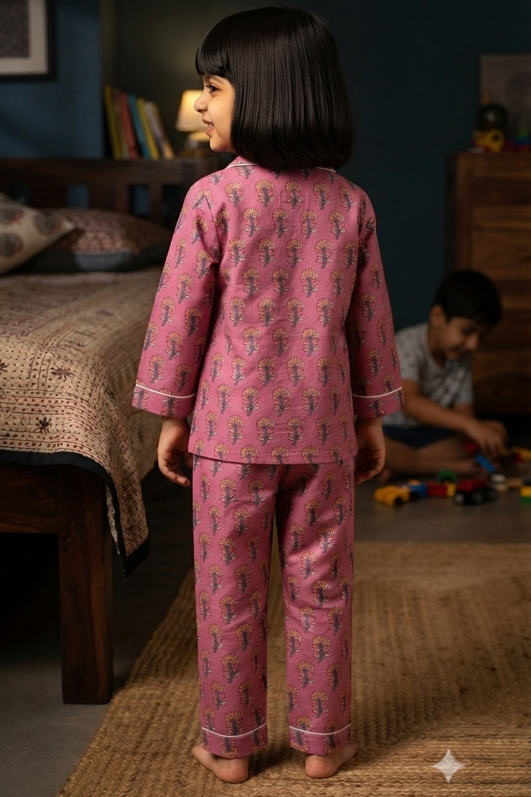 Pink Boota  Nightsuits for kids| Unisex| Pure Cotton