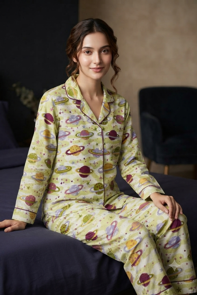 Planets  Nightsuit For Women| Pure Cotton