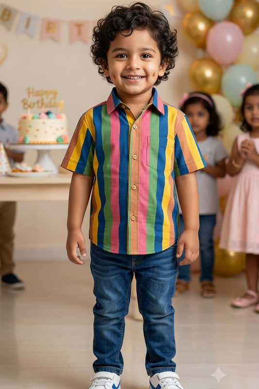 Multi Strip Boys Shirt| Pure Cotton