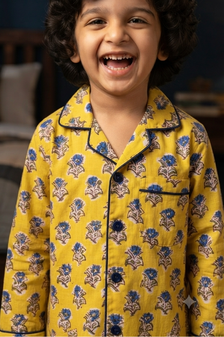 Yellow Boota  Nightsuits for kids| Unisex| Pure Cotton