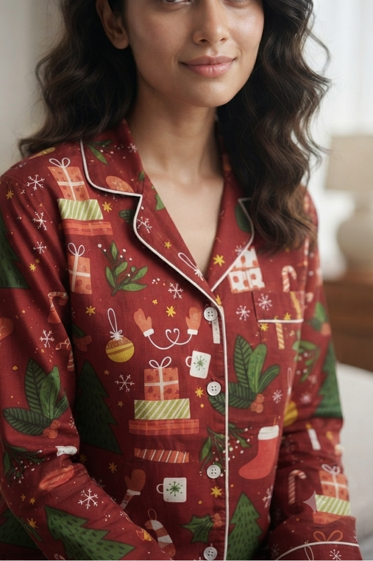 Merry Christmas Nightsuit For Women| Pure Cotton