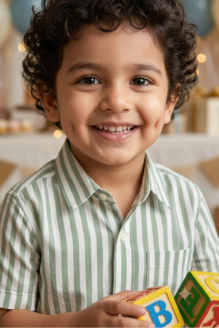 Olive Green  Strip Boys Shirt| Pure Cotton