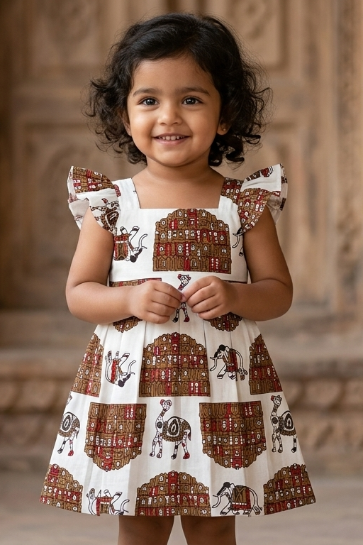 Hawa Mahal Girls Dress| Pue Cotton