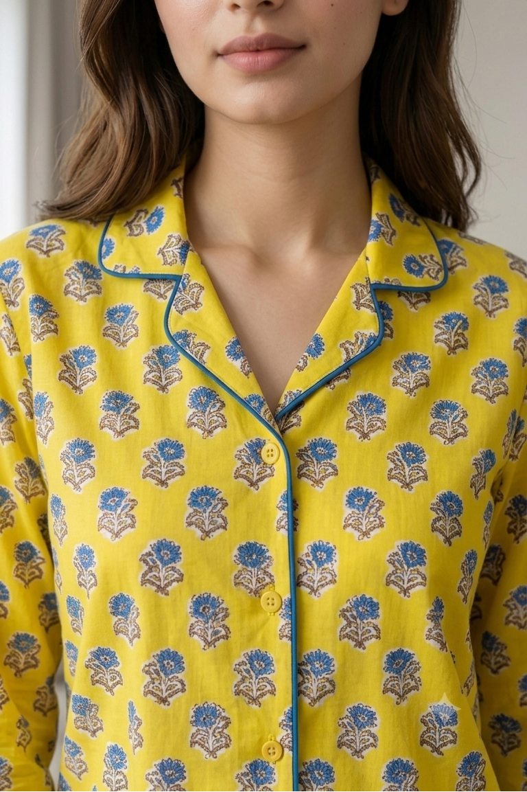 Yellow Boota Nightsuit For Women| Pure Cotton
