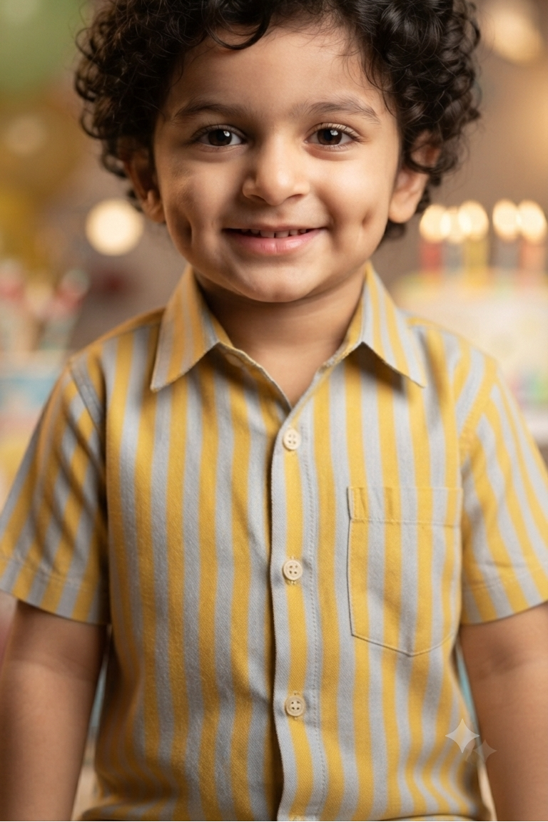 Yellow - Blue Boys Shirt| Pure Cotton