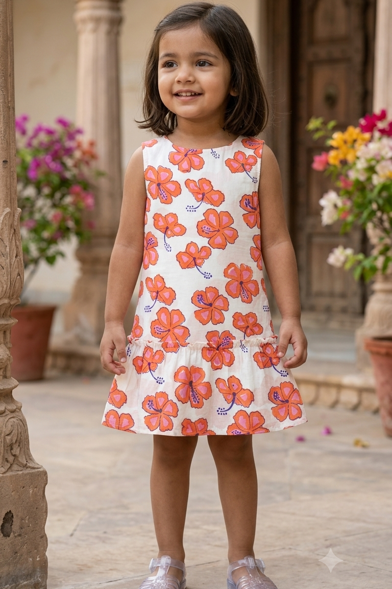 White Gurhal Girls Dress| Pue Cotton