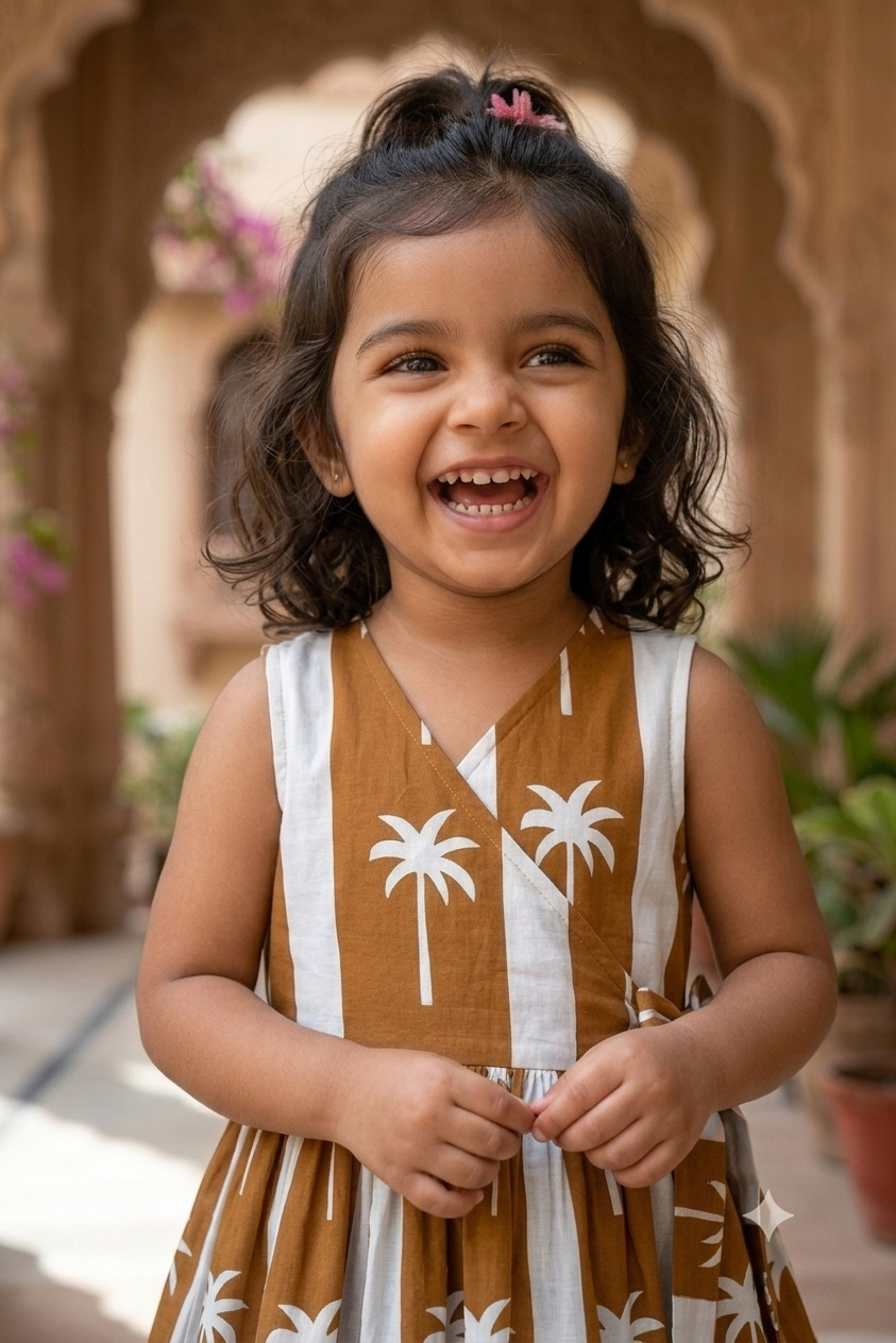 Mustard Coconut Girls Dress| Pue Cotton