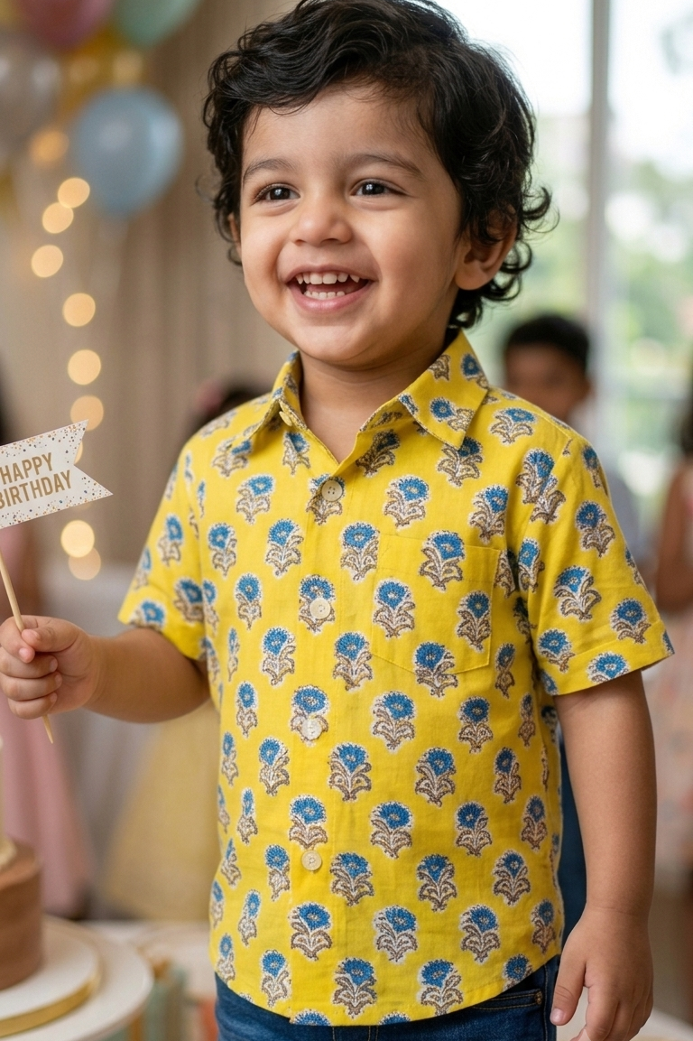 Yellow Boota Boys Shirt| Pure Cotton