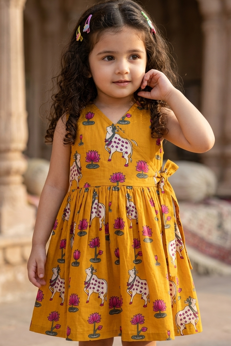 Mustard Pichwai  Siblings Twinning Outfit| Pure Cotton