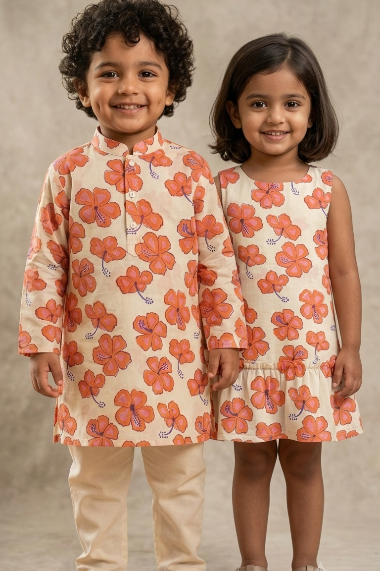 White Gurhal Siblings Twinning Outfit| Pure Cotton