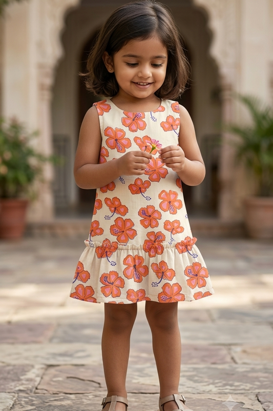 White Gurhal Girls Dress| Pue Cotton