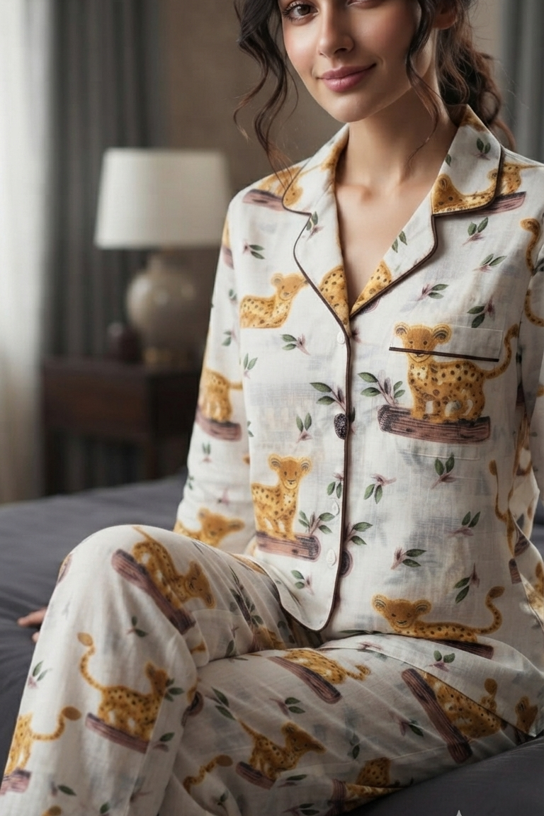 Little Tiger  Nightsuit For Women| Pure Cotton