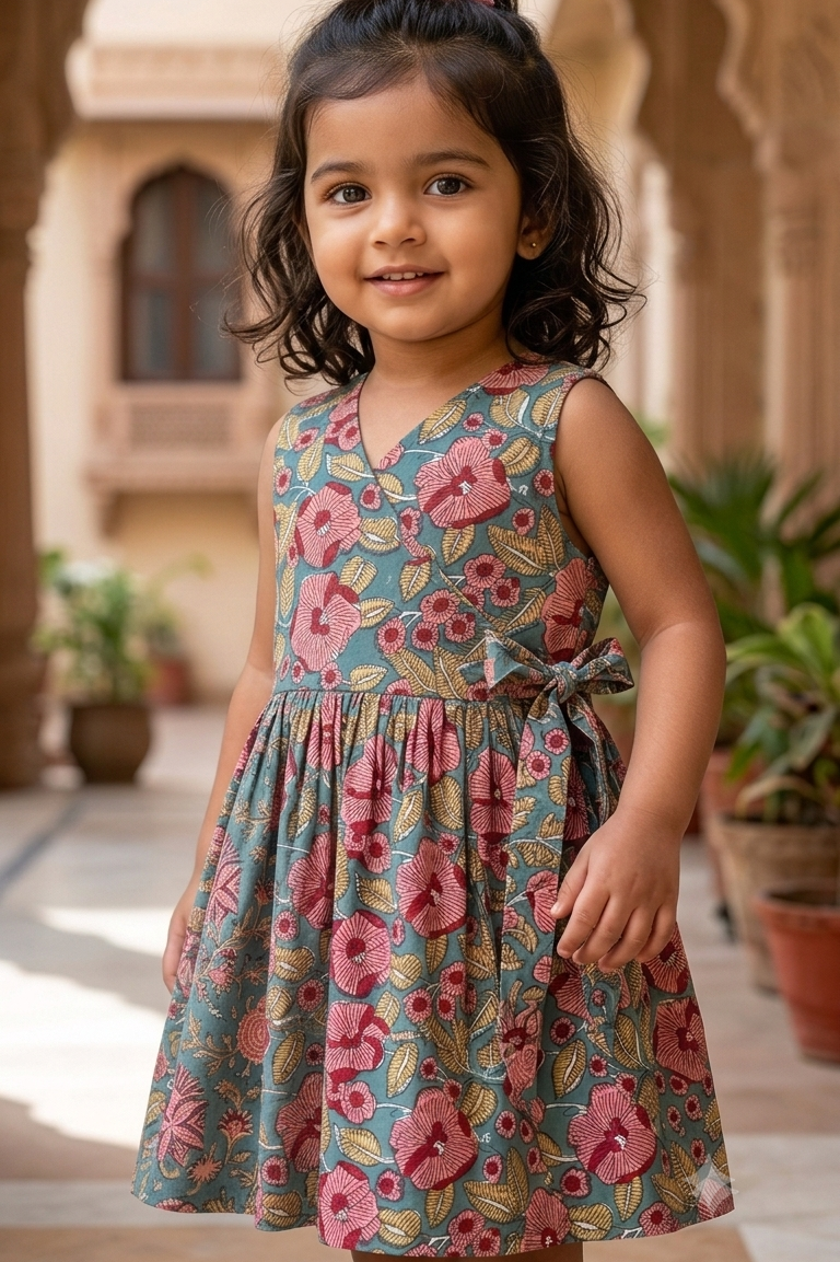 Blue Red Floral Siblings Twinning Outfit| Pure Cotton