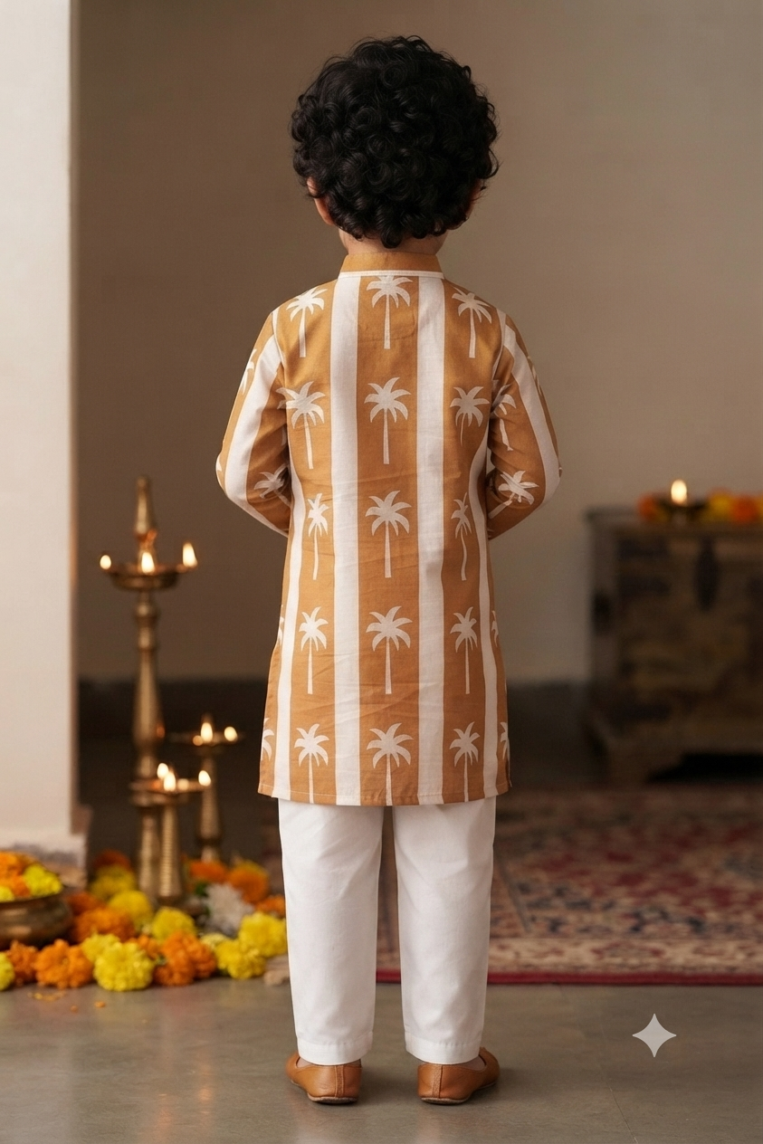 Mustard Coconut Kurta Pajama Sets for Boys| Pure Cotton