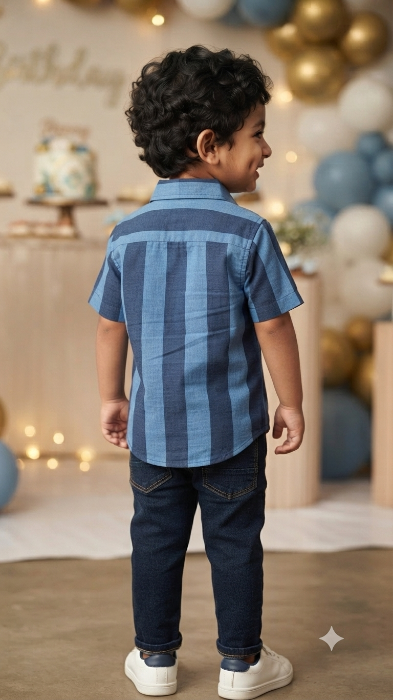 Blue  Strip Boys Shirt| Pure Cotton