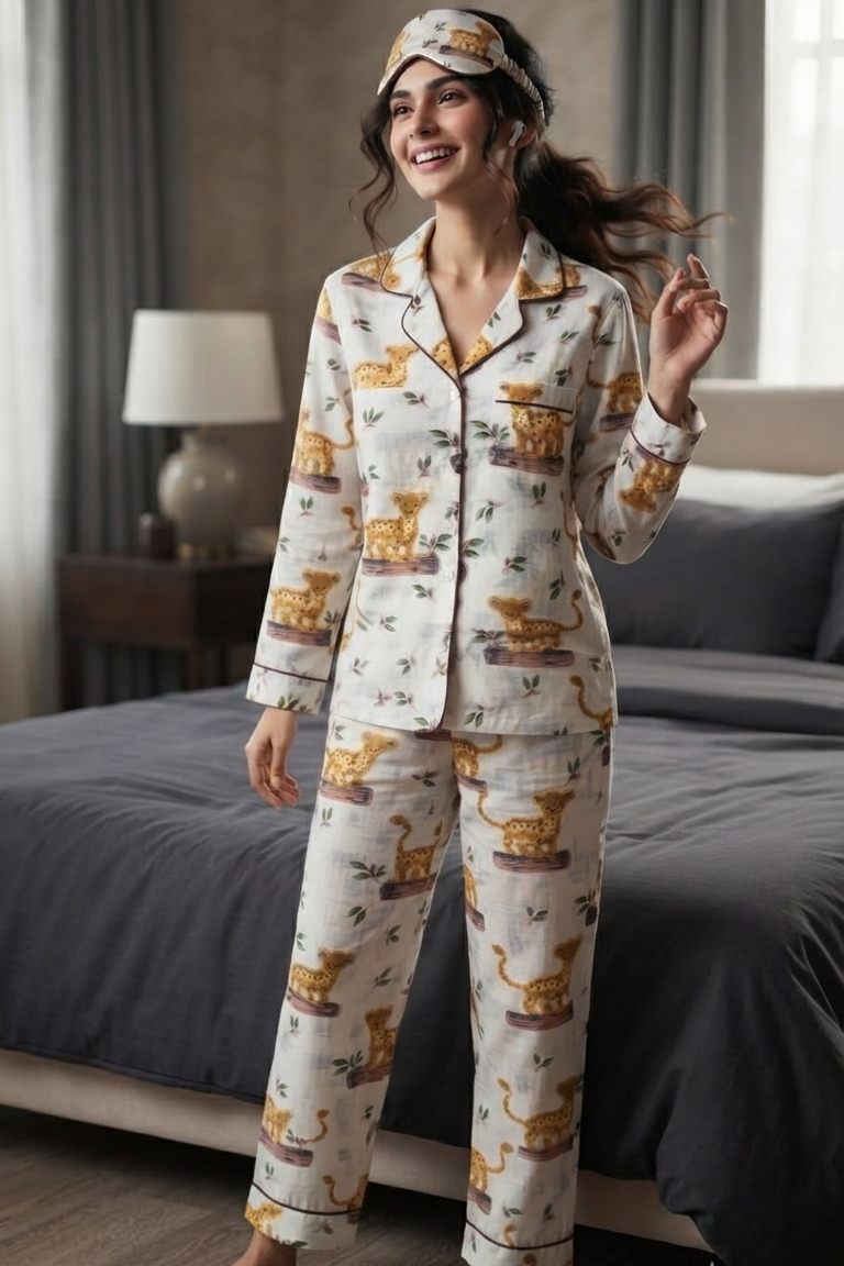 Little Tiger  Nightsuit For Women| Pure Cotton