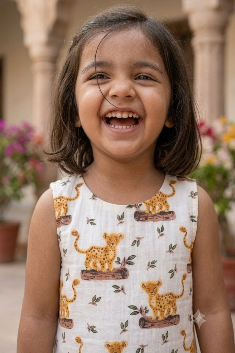 Little Tiger Girls Dress| Pue Cotton