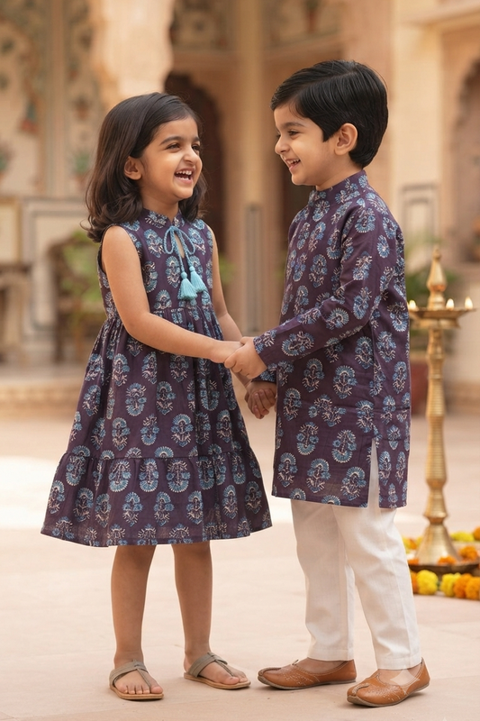 Black Booti Siblings Twinning Outfit| Pure Cotton