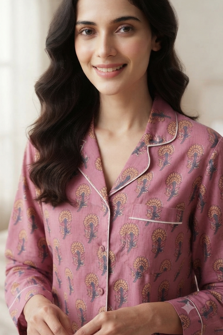 Pink Boota  Nightsuit For Women| Pure Cotton