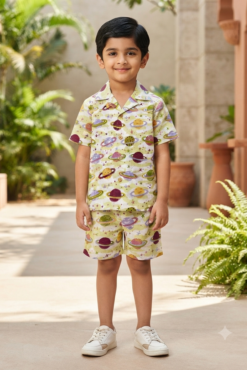 Planets Co-ords Set for Boys| Pure Cotton