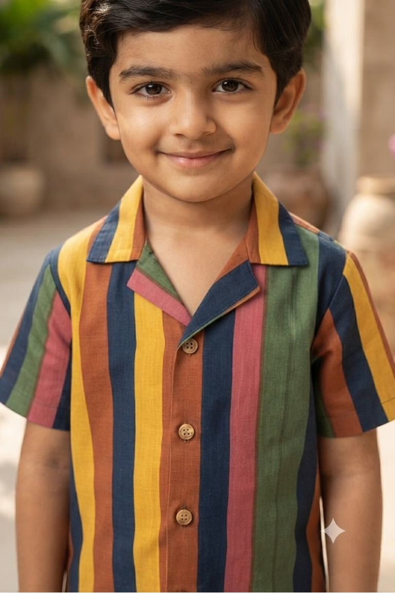 Multi Strip Co-ords Set for Boys| Pure Cotton
