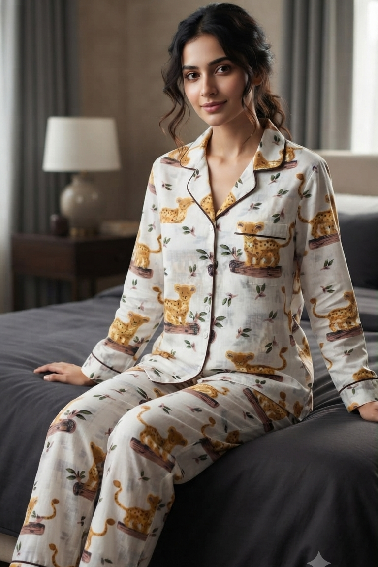 Little Tiger  Nightsuit For Women| Pure Cotton