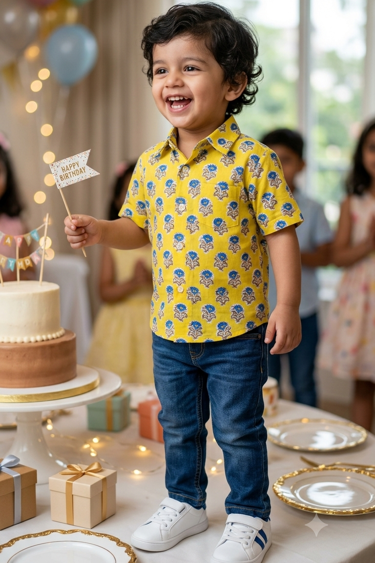 Yellow Boota Boys Shirt| Pure Cotton