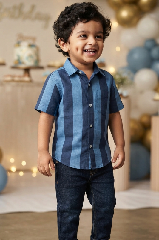 Blue  Strip Boys Shirt| Pure Cotton