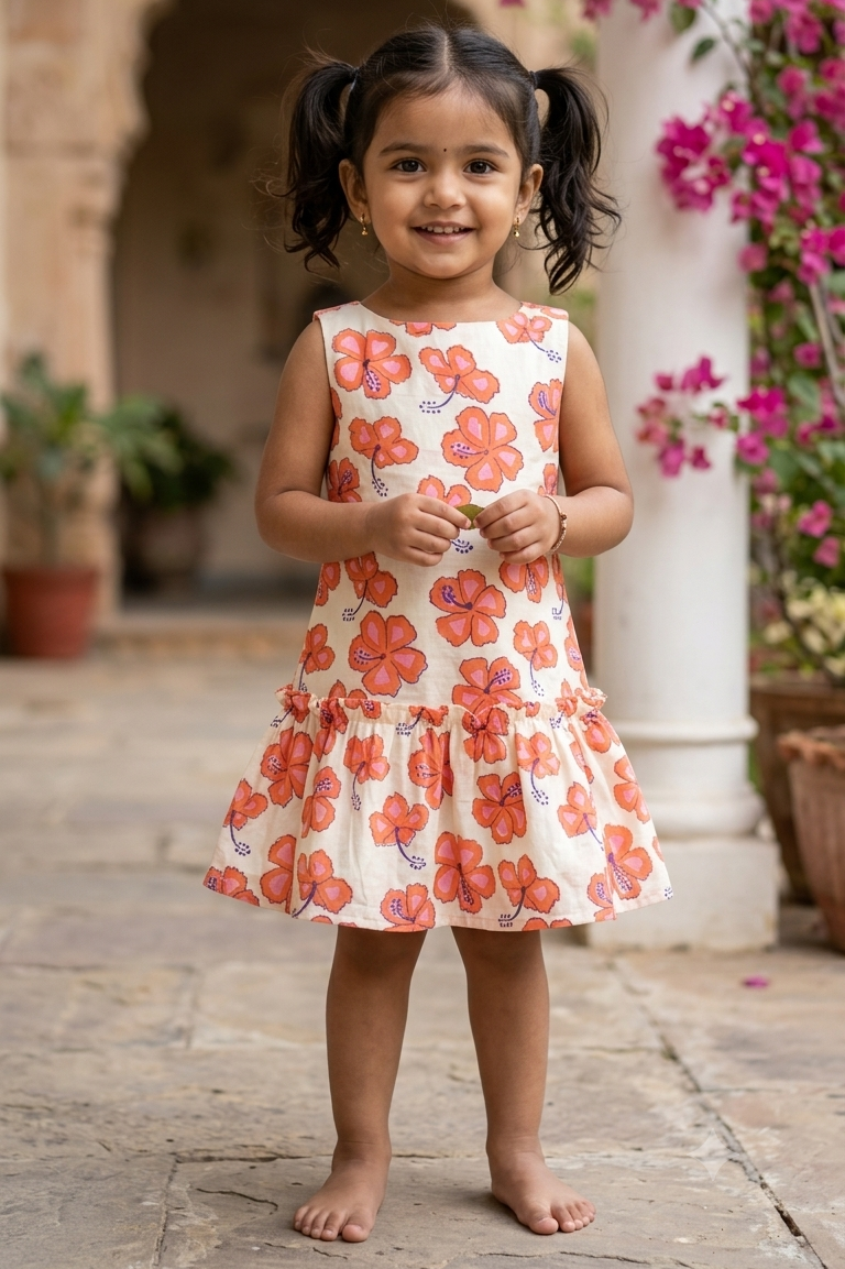 White Gurhal Girls Dress| Pue Cotton