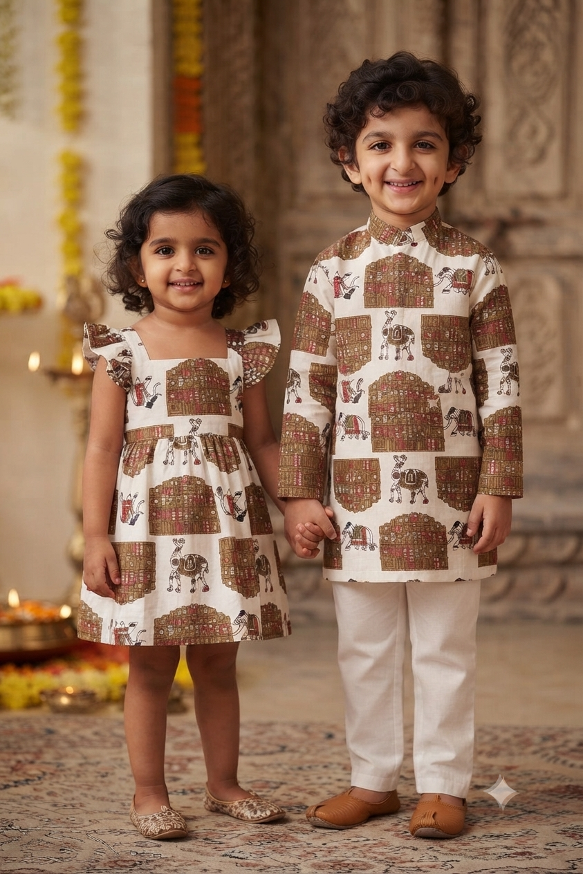 Hawa Mahal Siblings Twinning Outfit| Pure Cotton