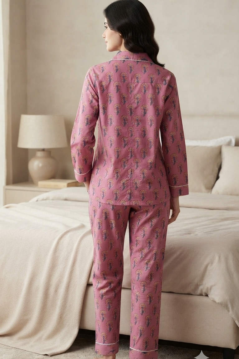 Pink Boota  Nightsuit For Women| Pure Cotton