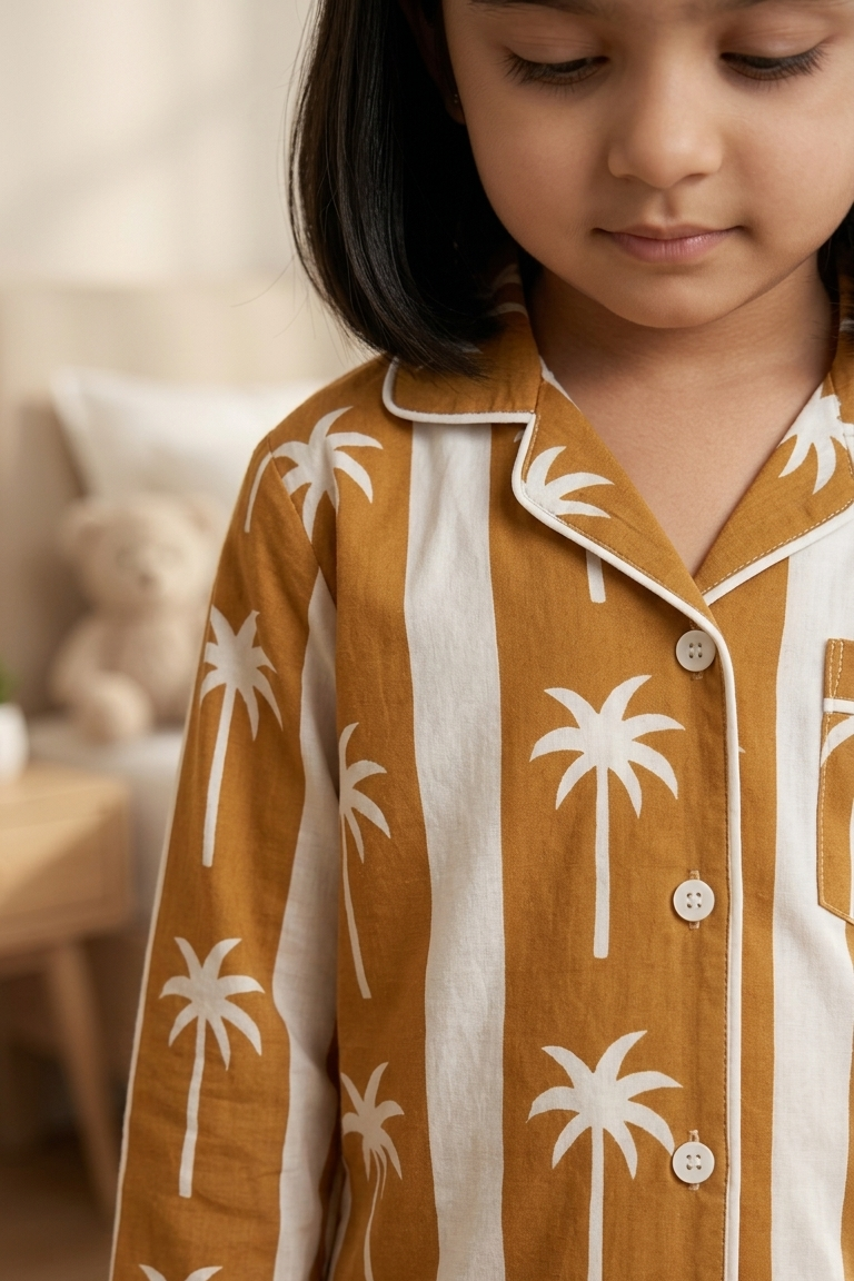 Mustard Coconut Nightsuits for kids| Unisex| Pure Cotton